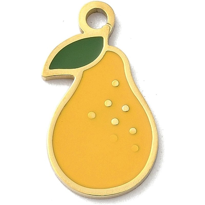 Pendentif Poire en Émail en Acier Inoxydable 304, Plaqué Or 18K — Breloques et pendentifs