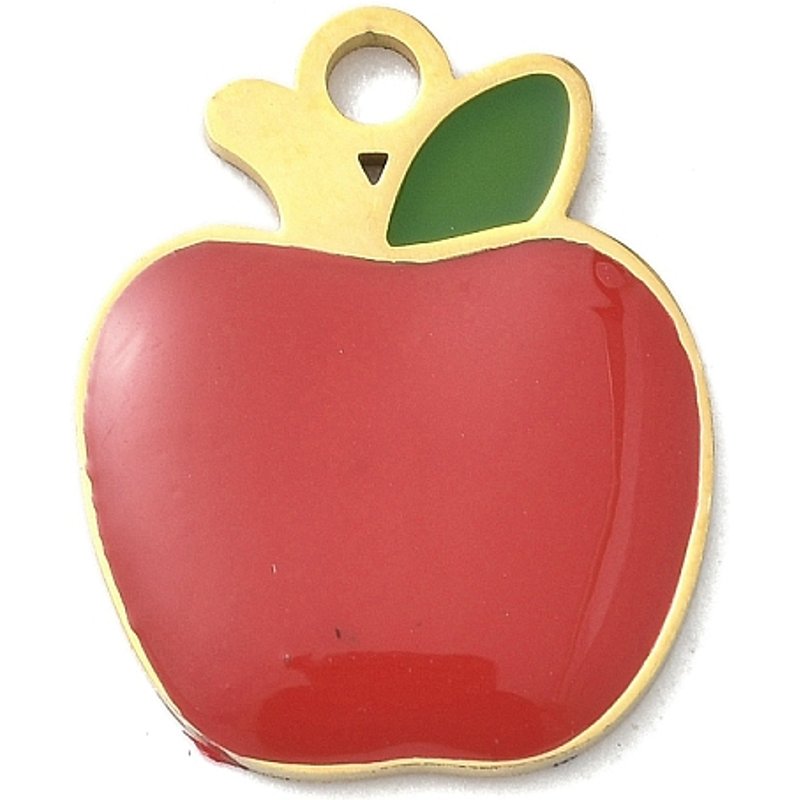 Pendentif en Émail de Pomme en Acier Inoxydable 304, Plaqué Or 18K — Breloques et pendentifs