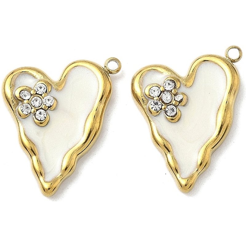 Pendentif en Acier Inoxydable avec Motif de Fleur en Cristal — Breloques et pendentifs