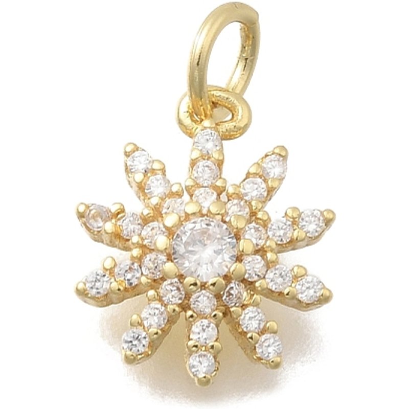 Brass Micro Pave Flower Charms with Clear Cubic Zirconia — Charms & Pendants
