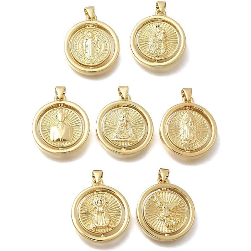 Pendants Ronds Plans en Laiton, Plaqué Or 18K, Sans Cadmium ni Plomb — Breloques et pendentifs