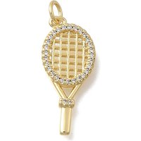 Brass Micro Pave Cubic Zirconia Racket Pendant, 18K Gold Plated — Charms & Pendants