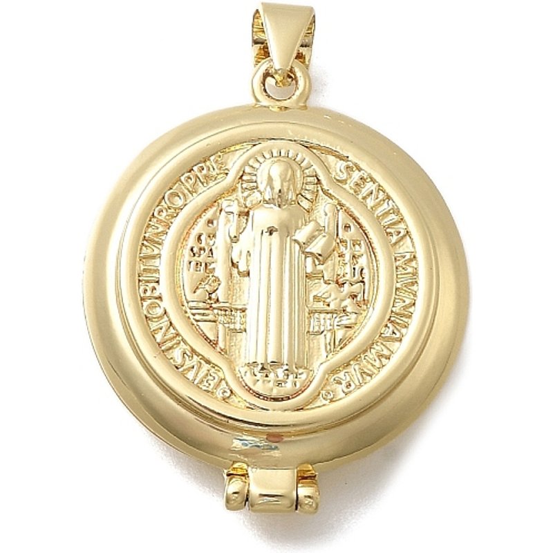 Pendentifs en laiton avec médaillons de Saint Benoît, plaqué or 18K — Breloques et pendentifs