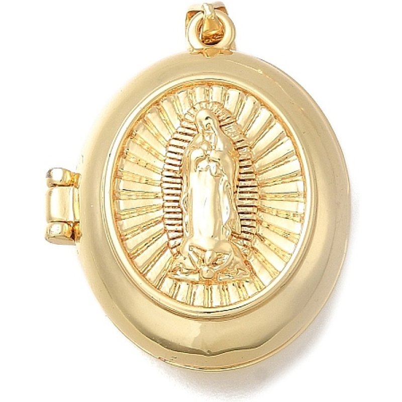 Pendentif en laiton ovale avec charmes de vierge, plaqué or 18K — Breloques et pendentifs