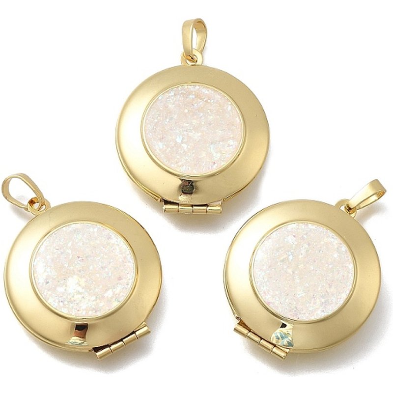 Brass Flat Round Locket Pendant with 18K Gold Plating — Charms & Pendants