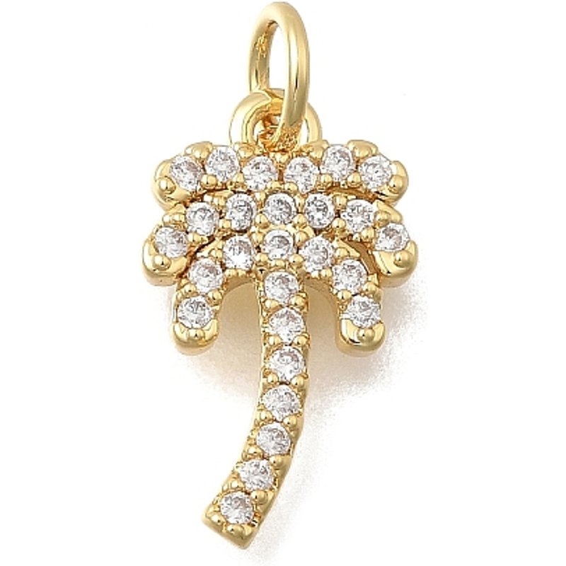 Pendentif en laiton Micro Pave Zirconia Cubique Clair Arbre de Coco