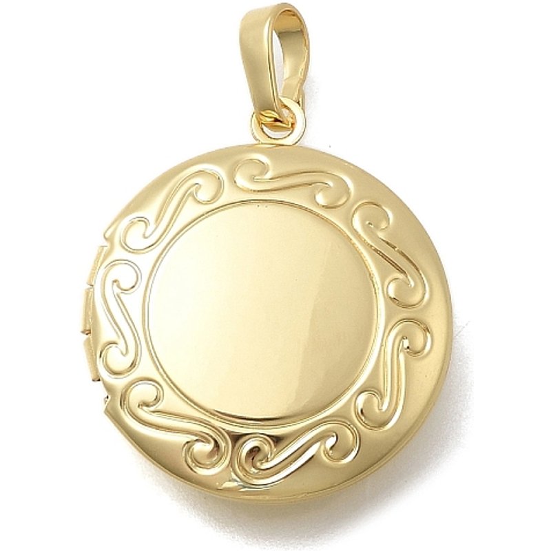 Brass Flat Round Locket Pendants, 18K Gold Plated — Charms & Pendants