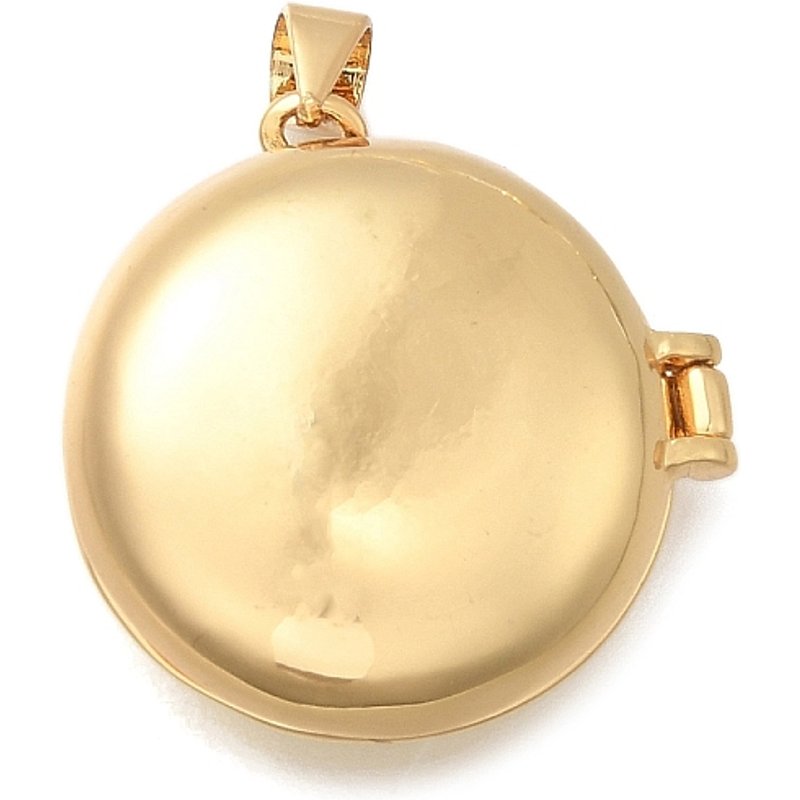 Pendentif médaillon rond plat en laiton, plaqué or 18K, sans cadmium ni plomb — Breloques et pendentifs