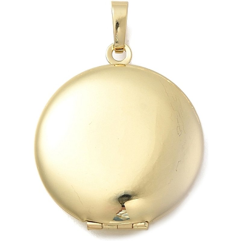 Pendentif médaillon rond plat en laiton, plaqué or 18K — Breloques et pendentifs