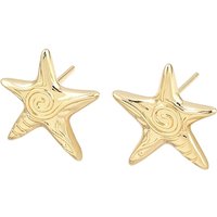 Brass Starfish Stud Earrings, 18K Gold Plated, Cadmium Free — Costume Jewelry