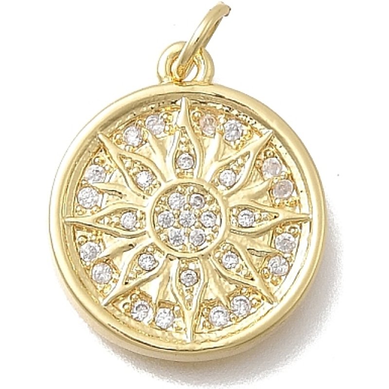 Pendentif en laiton avec zircon cubique micro pavé, plaqué or 18K — Breloques et pendentifs