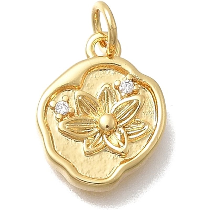 Brass Micro Pave Cubic Zirconia Charms, 18K Gold Plated — Charms & Pendants