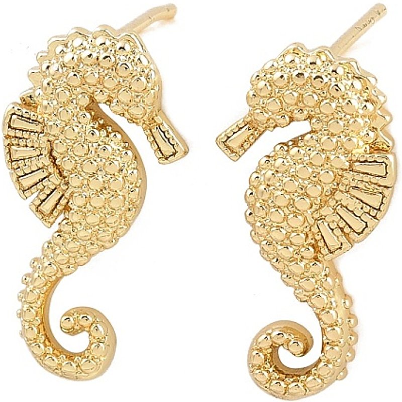 Brass Sea House Stud Earrings, 18K Gold Plated, Cadmium & Lead Free — Costume Jewelry