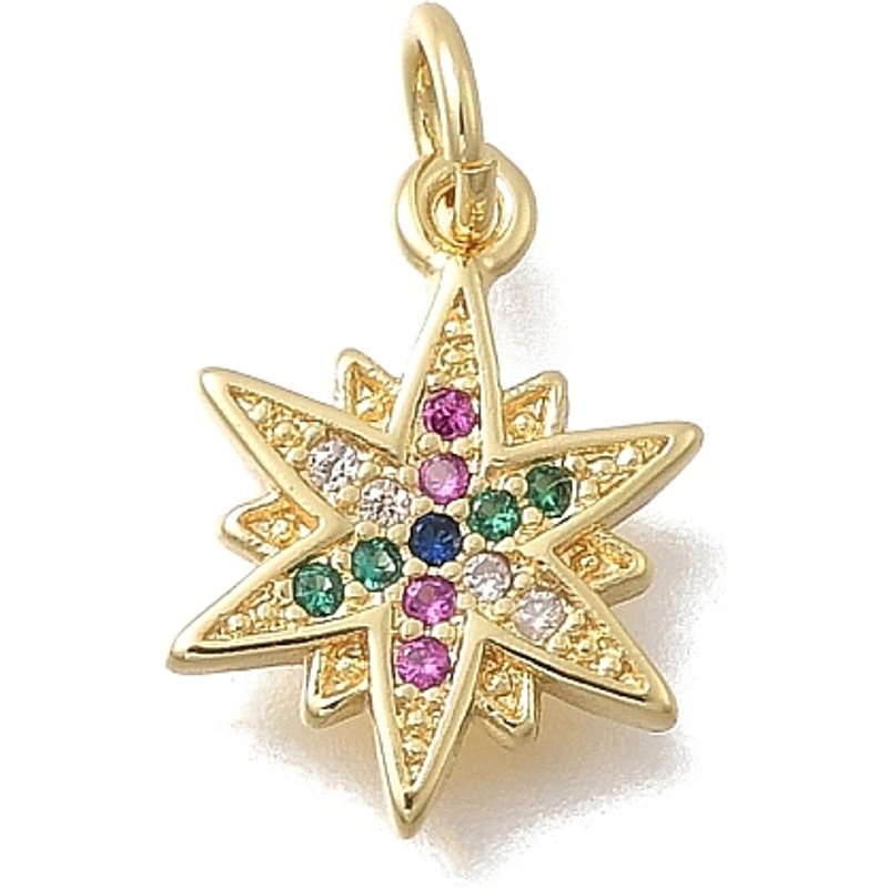 Charms Flocon de Neige en Zircon Cubique Micro Pave, Plaqué Or 18K — Breloques et pendentifs
