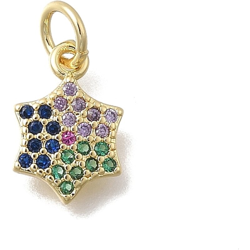 Brass Micro Pave Cubic Zirconia Snowflake Charms, 18K Gold Plated — Charms & Pendants