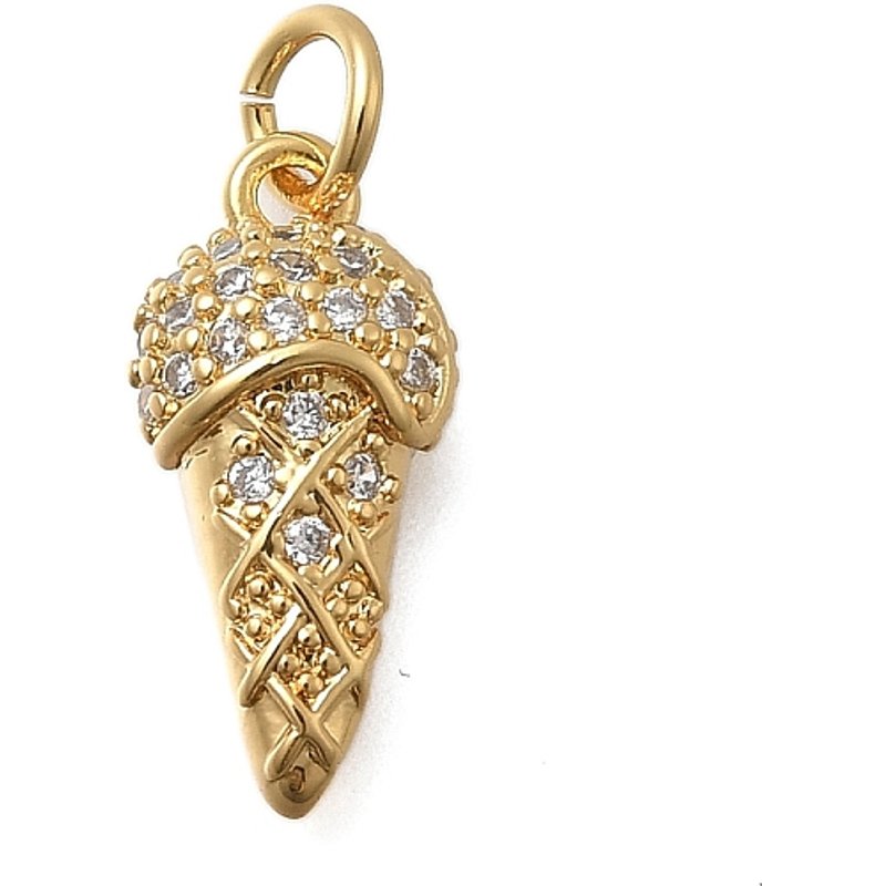 Pendentif en laiton micro pave crème glacée, plaqué or 18K — Breloques et pendentifs