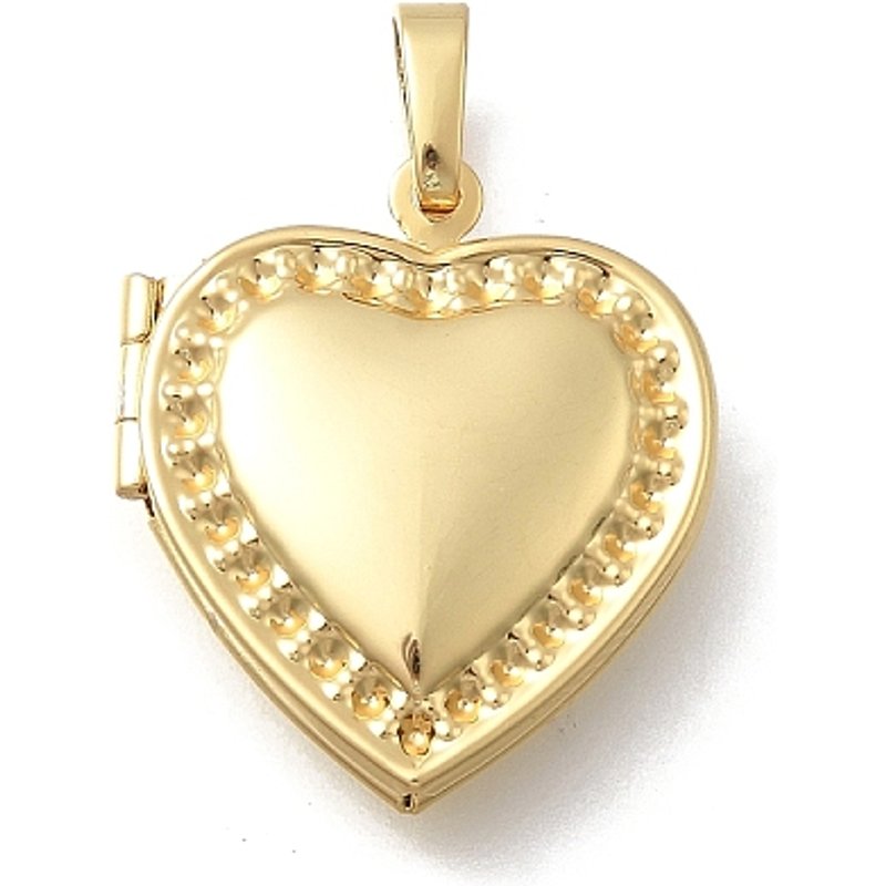 Brass Heart Locket Pendant, 18K Gold Plated, Cadmium & Lead Free — Charms & Pendants