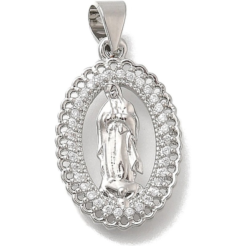Brass Micro Pave Cubic Zirconia Pendant with Virgin Mary — Charms & Pendants