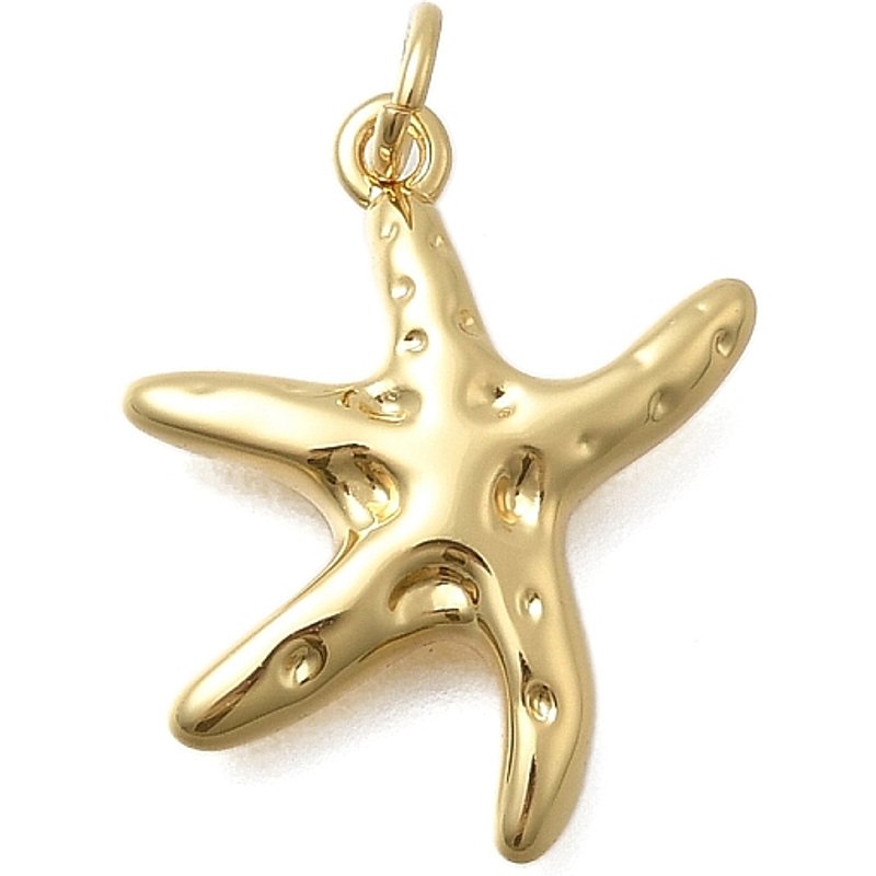 Charm en laiton en forme d'étoile de mer, plaqué or 18K, sans cadmium ni plomb — Breloques et pendentifs
