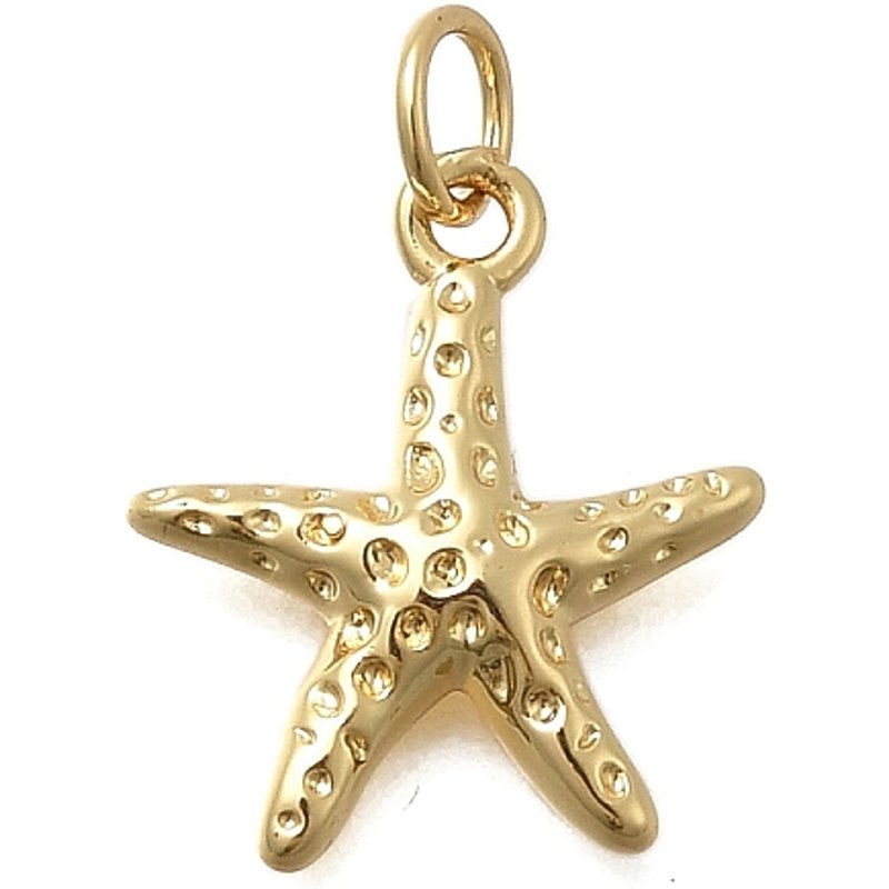 Charms en laiton en forme d'étoile de mer, sans cadmium, plaqué or 18K — Breloques et pendentifs