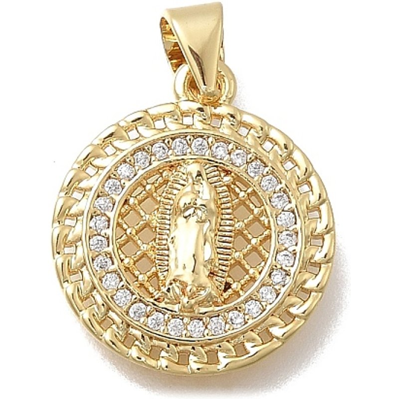Pendentif en laiton micro pavé de la Vierge Marie, plaqué or 18K — Breloques et pendentifs