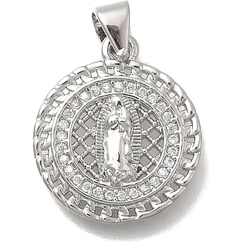 Brass Micro Pave Virgin Mary Pendant, Cadmium & Lead Free — Charms & Pendants
