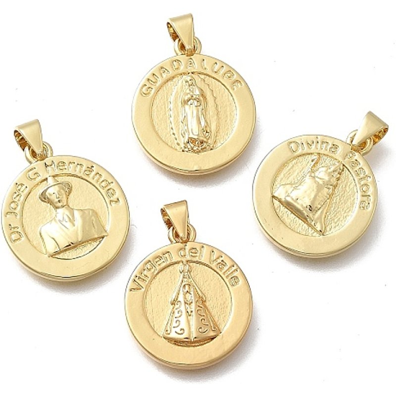 Pendants Ronds Plat en Laiton, Sans Cadmium, Sans Plomb, Couleur Mixte — Breloques et pendentifs