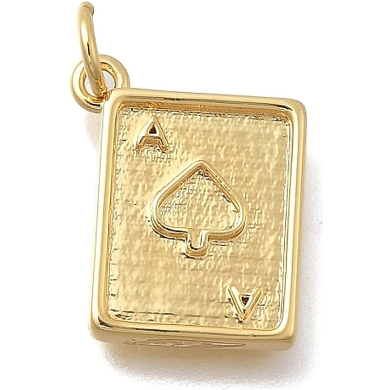 Brass Rectangle Pendants with Spades, 18K Gold Plated — Charms & Pendants