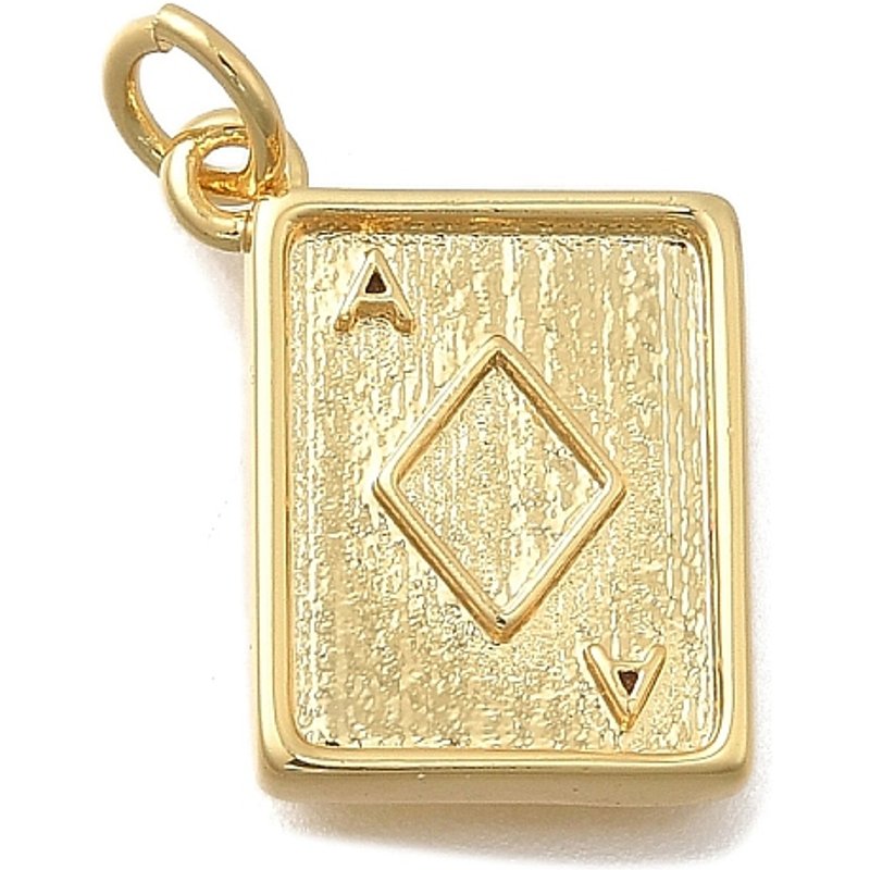 Brass Rectangle Pendants with Diamonds, 18K Gold Plated — Charms & Pendants