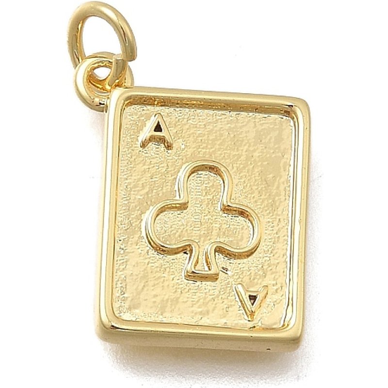Pendentif Rectangulaire en Laiton avec Trèfles, Plaqué Or 18K — Breloques et pendentifs