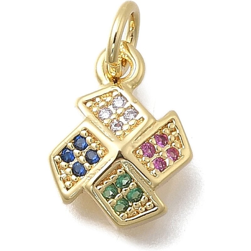 Brass Micro Pave Cubic Zirconia Windmill Charm with Jump Ring — Charms & Pendants