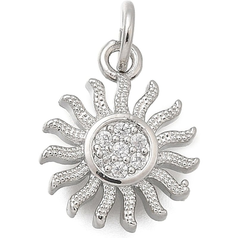 Brass Micro Pave Sun Charms with Cubic Zirconia and Jump Ring — Charms & Pendants