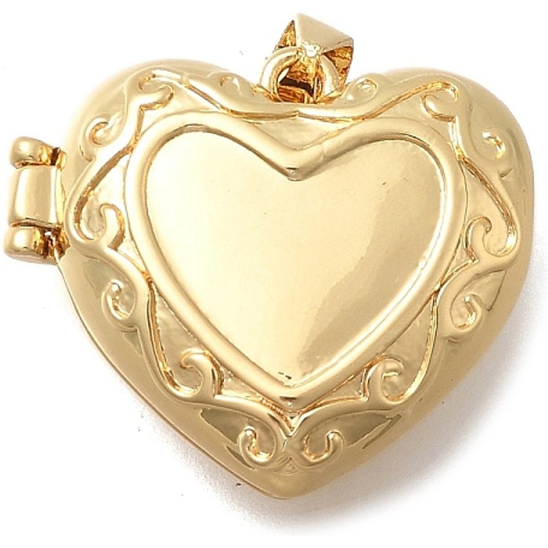 Brass Heart Locket Pendant - 18K Gold Plated, Cadmium & Lead Free — Charms & Pendants