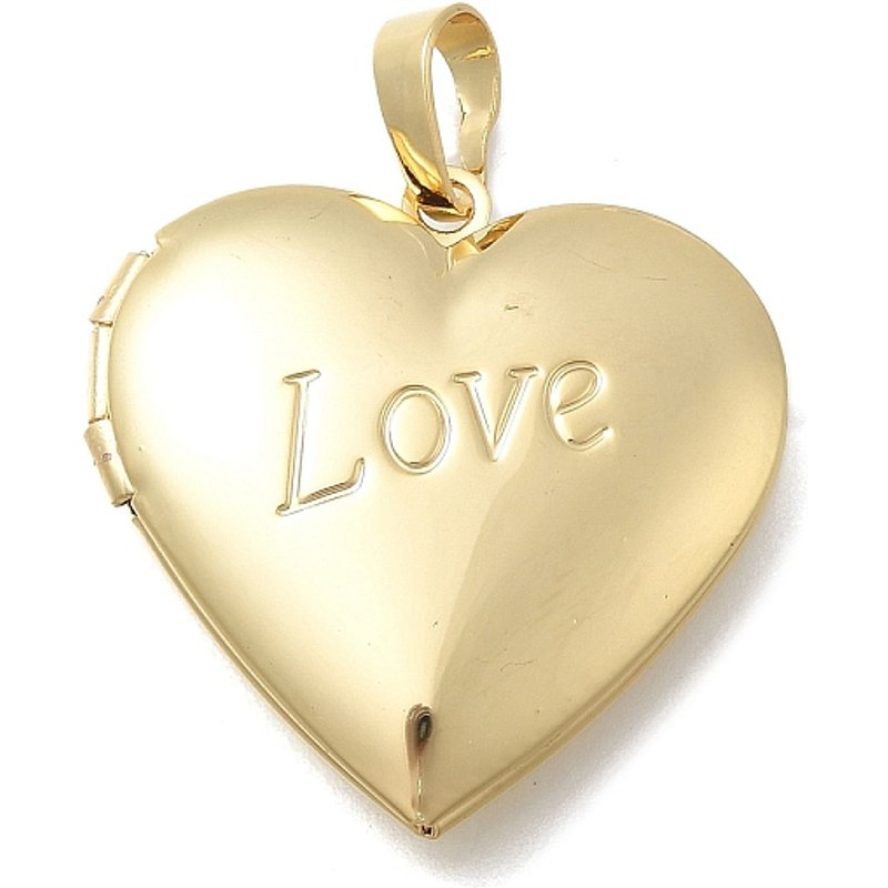 Pendentif en laiton en forme de cœur pour la Saint-Valentin, plaqué or 18K — Breloques et pendentifs