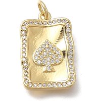Brass Micro Pave Cubic Zirconia Playing Card Pendant, 18K Gold Plated — Charms & Pendants
