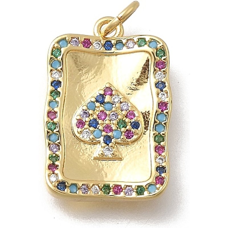 Brass Micro Pave Cubic Zirconia Playing Card Pendant with Jump Ring — Charms & Pendants