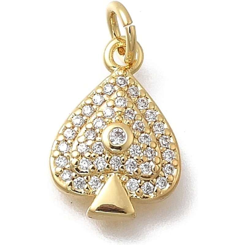 Brass Micro Pave Cubic Zirconia Spade Pendants, 18K Gold Plated — Charms & Pendants