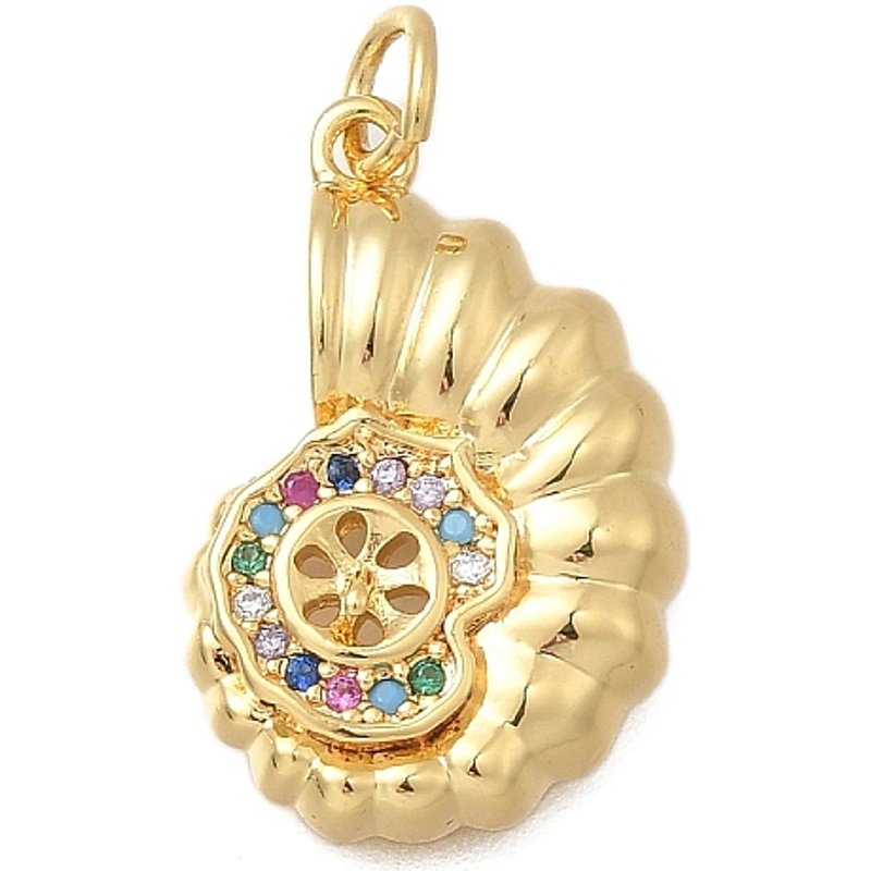 Pendentifs en zircon cubique micro pavé en laiton, plaqué or 18K — Breloques et pendentifs