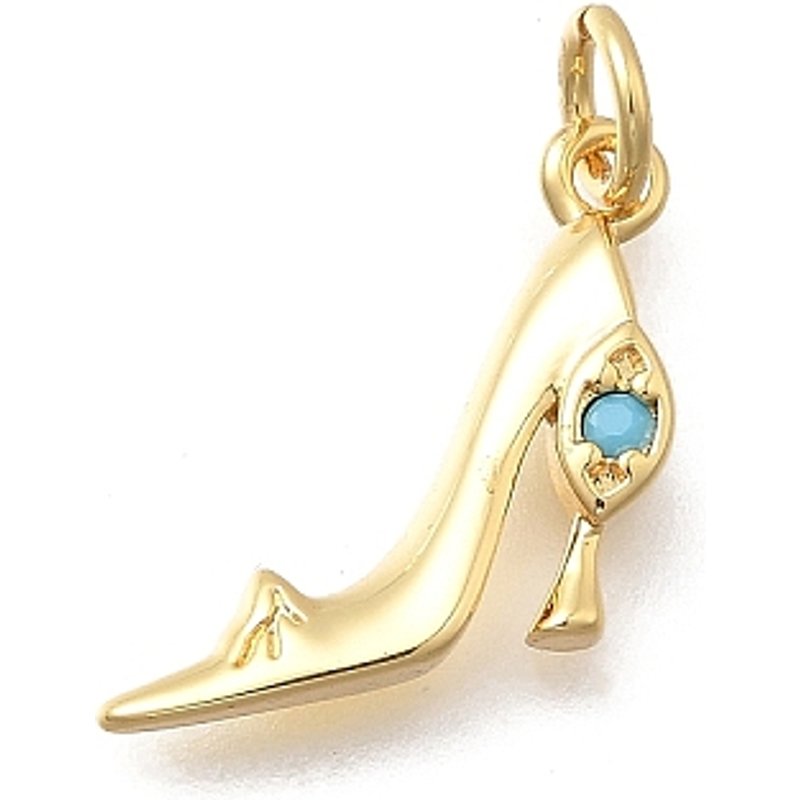Brass Micro Pave Cubic Zirconia High Heels Charms with Jump Ring — Charms & Pendants