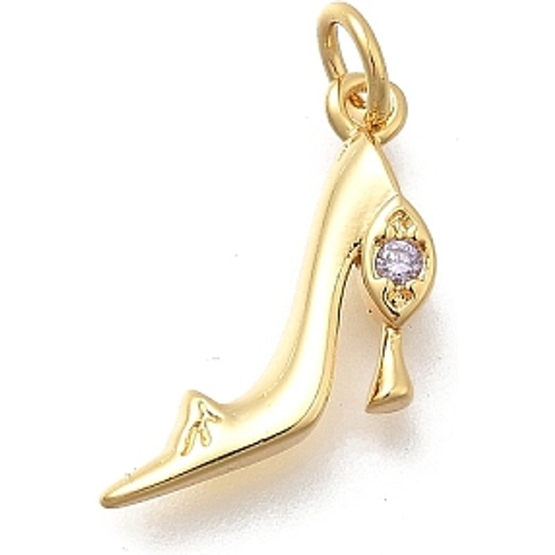 Charms de Talons Hauts en Zircon Cubique Micro Pave en Laiton, Plaqué Or — Breloques et pendentifs