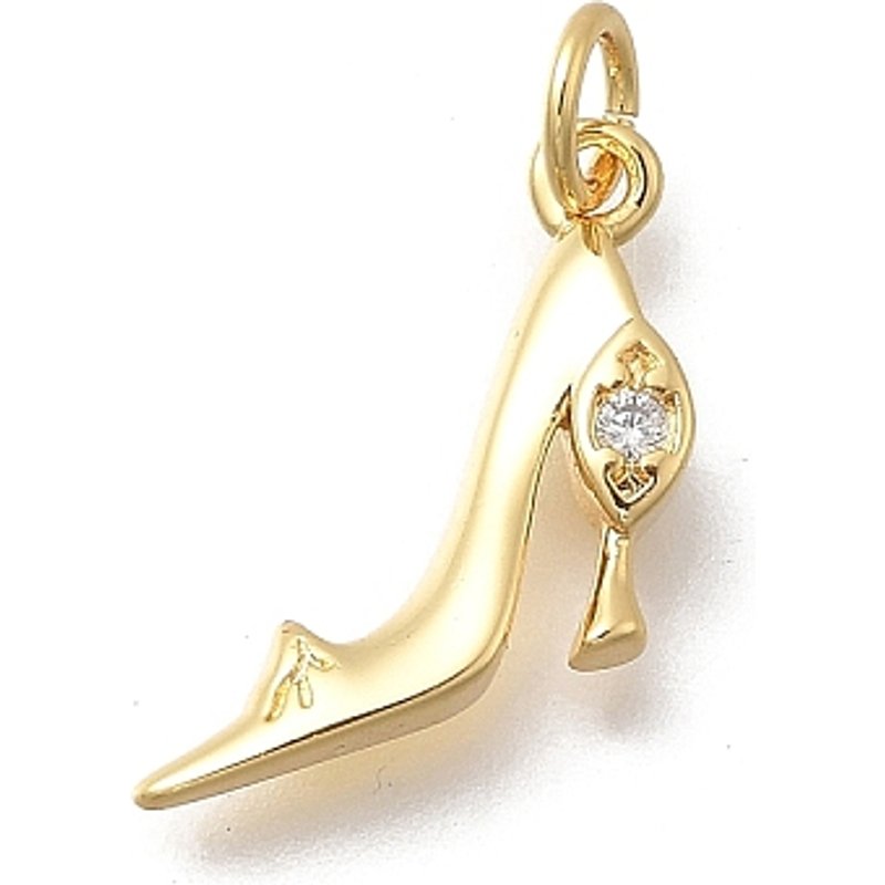 Brass Micro Pave Cubic Zirconia High Heels Charms with Jump Ring — Charms & Pendants