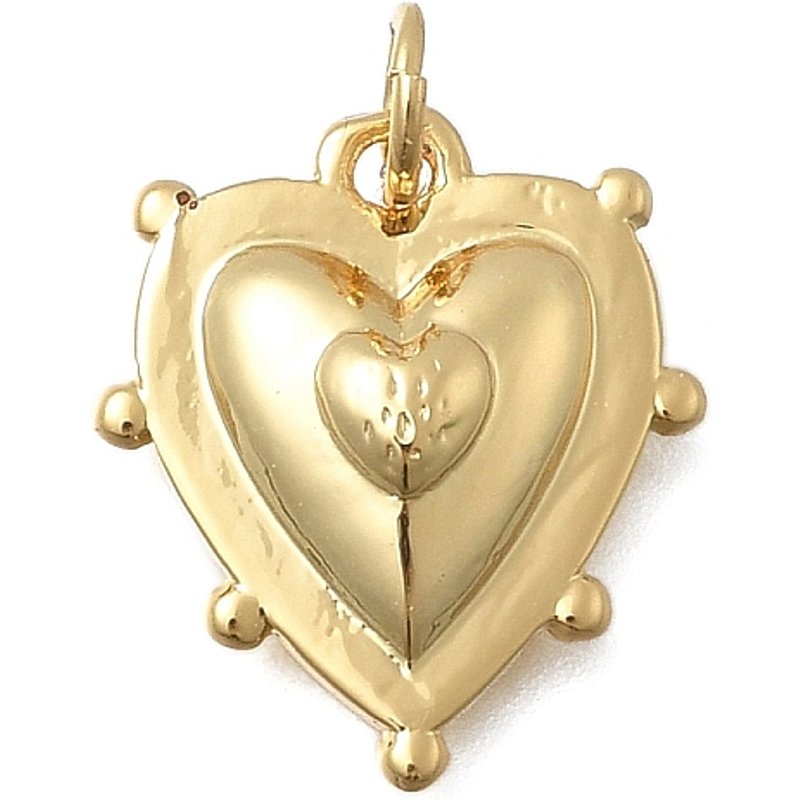 Pendentif en Laiton en Forme de Cœur, Plaqué Or 18K, Sans Cadmium ni Plomb — Breloques et pendentifs