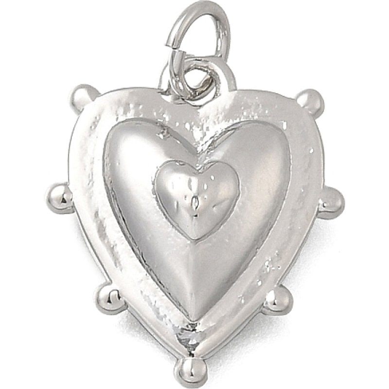 Pendentif en laiton en forme de cœur, sans cadmium ni plomb, plaqué platine — Breloques et pendentifs