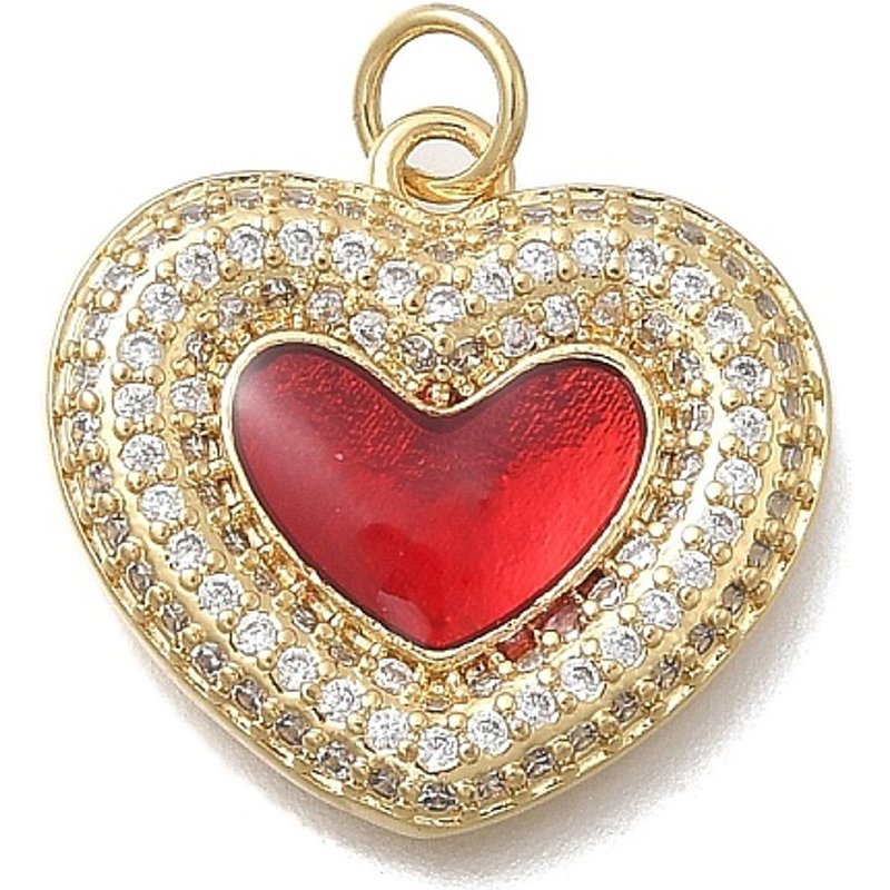 Brass Micro Pave Cubic Zirconia Sacred Heart Pendant with Jump Ring — Charms & Pendants