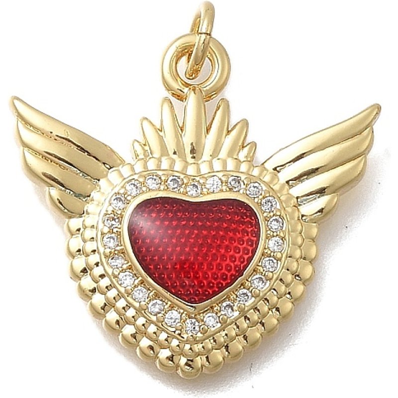 Brass Micro Pave Cubic Zirconia Sacred Heart Pendant with Jump Ring — Charms & Pendants