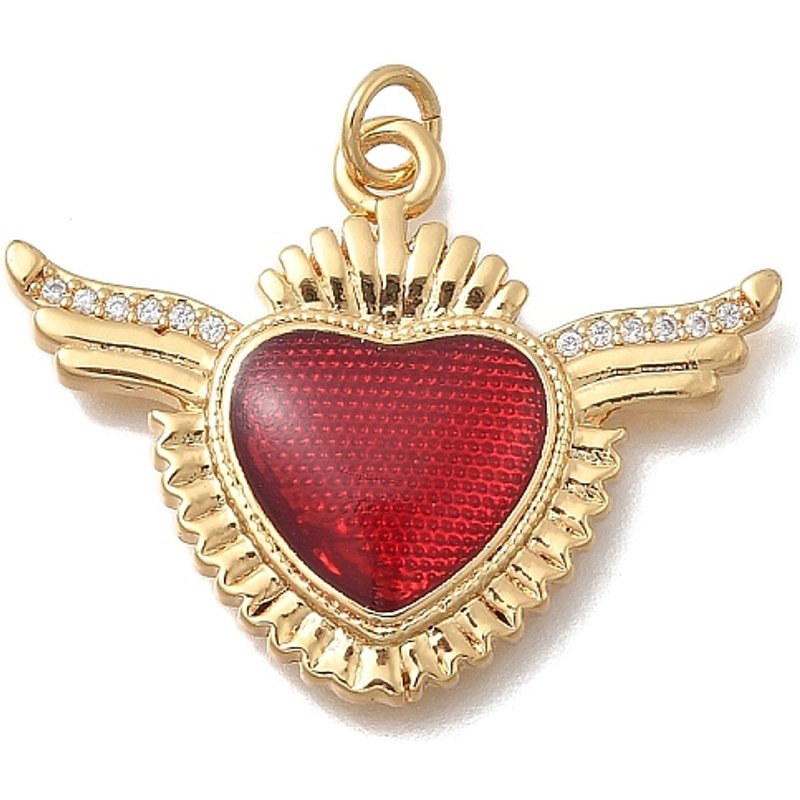 Brass Micro Pave Cubic Zirconia Sacred Heart Pendant with Jump Ring — Charms & Pendants