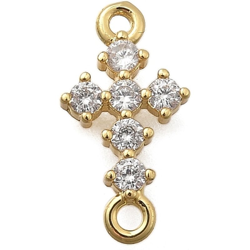 Liens en Croix en Zircon Cubique Clair Pave en Laiton - Plaqué Or 18K — Accessoires pour bijoux