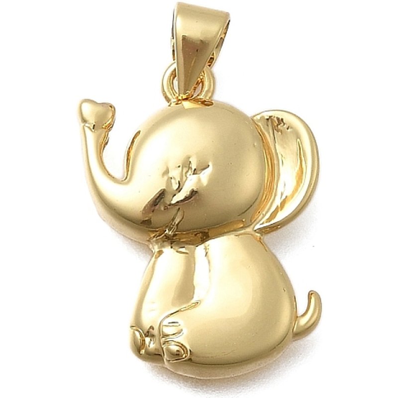 Pendentif Éléphant en Laiton, Plaqué Or 18K, Sans Cadmium ni Plomb — Breloques et pendentifs