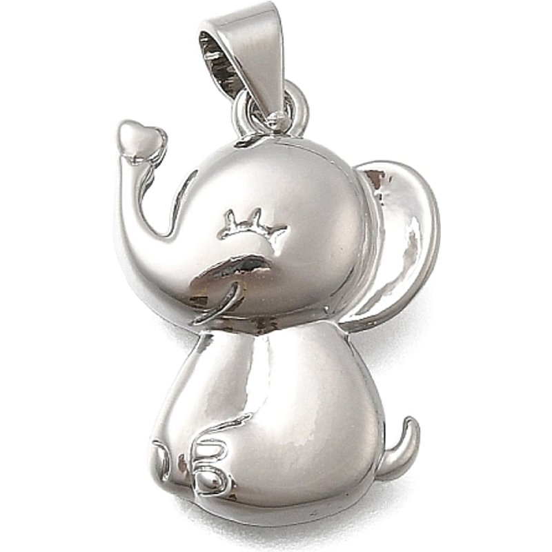 Pendentif Éléphant en Laiton, Sans Cadmium, Sans Plomb, Plaqué Platine — Breloques et pendentifs