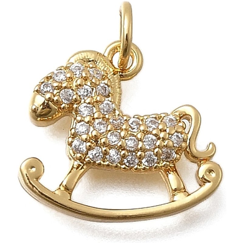 Pendentif Cheval à Bascule en Zircon Cubique Micro Pave en Laiton — Breloques et pendentifs